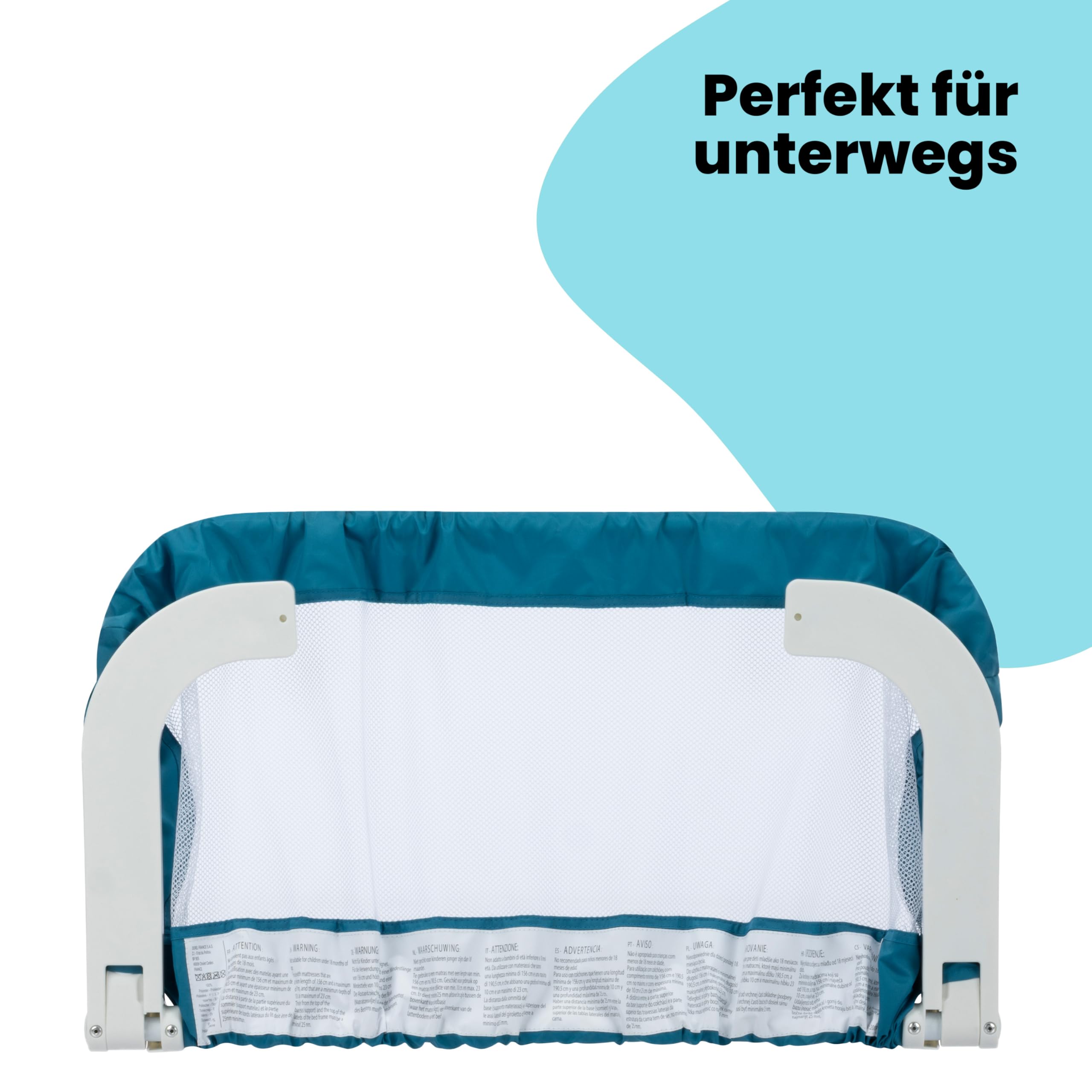 Safety 1st Portable Bed Rail, zusammenklappbares Bettgitter, Rausfallschutz, Reise, 18 M.–5J., tragbares Bettschutzgitter, Netzgewebe, leicht montierbar, automatische Sperre, leicht tragbar, Blue