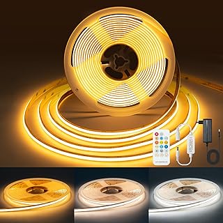 CCT COB LED Streifen, 2M Dimmbar LED Streifen mit Fernbedienung und Netzteil, 24V 1152LED Strip Warmweiss mit 9 Modi, 2700K-6500K, IP65 Licht Band für Wohnzimmer Schlafzimmer Badezimmer Küche