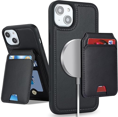 Miniatura 8 de SailorTech Funda para iPhone 13 Mini con tarjetero de crédito, caja fuerte para iPhone 13 Mini, funda de cuero para mujer, compatible con mag Safe