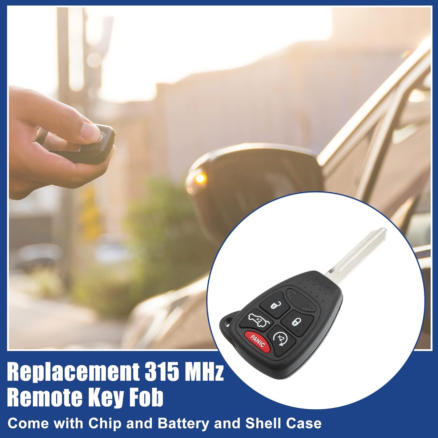 ACROPIX 315 MHZ Key Fob Keyless Entry Remote Fit for Jeep Grand Cherokee 2006-2007 for Jeep Commander 2007 OHT692714AA - Pack of 2 Black
