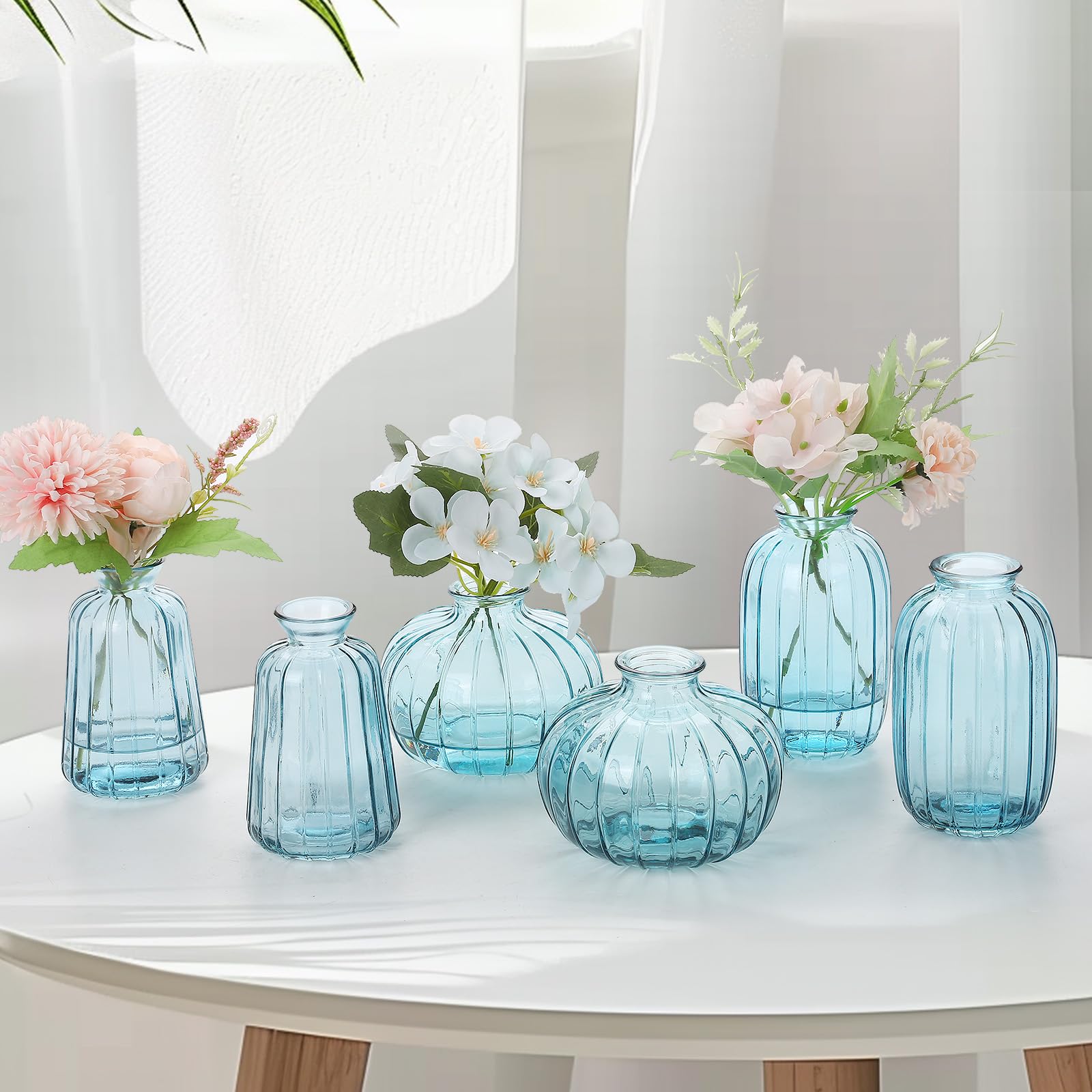 Set 6 Vasi In Vetro Vintage - Mini Vasi Decorativi Per Centrotavola, Matrimoni E Fiori - Foto 5