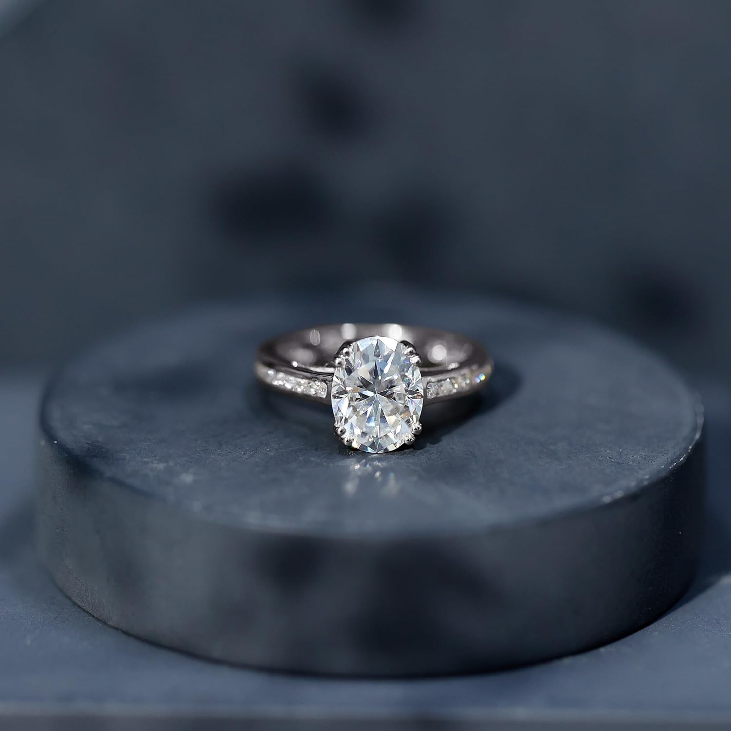 Certified Moissanite Oval Engagement Ring, D-Vs1 Quality, 2 Carat Moissanite Ring For Women - Ready For Gifting