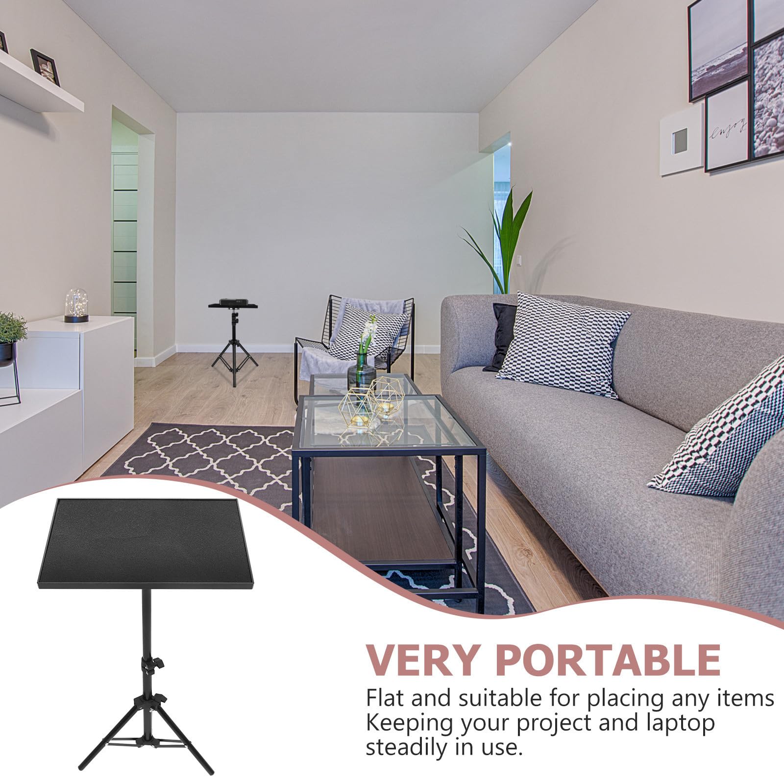 INOOMP Trípode para Proyector Portátil Plegable Base Ajustable, Soporte Metálico y Abs Fácil de Usar para Escenario y Hogar