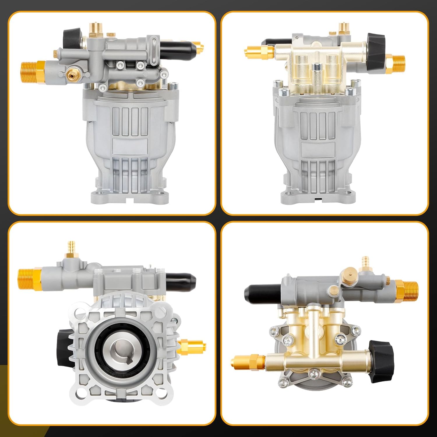 90029 Horizontal Pressure Washer Pump Kit 3300 PSI Power 2.5 GPM 3/4" Shaft Axial Cam Pressure Washer Pump Replacement Compatible with Simpson MorFlex 40224, 40225, 40226, Santoprene 41182 Aluminum