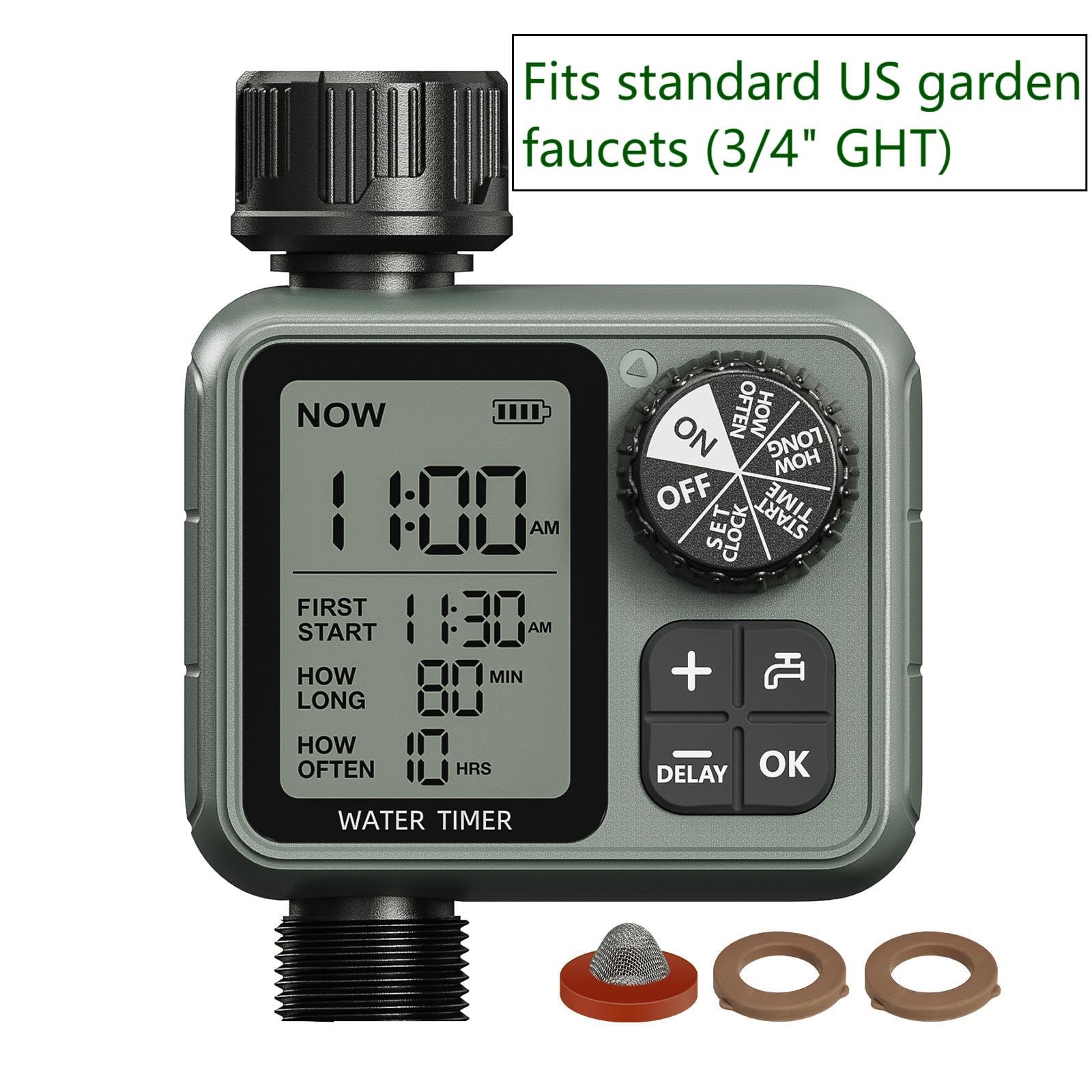 Timer dell'acqua per tubo da giardino esterno con timer per irrigazione a goccia con ritardo della pioggia/modalità manuale, sistema di controllo automatico per irrigazione a goccia per irrigazione da