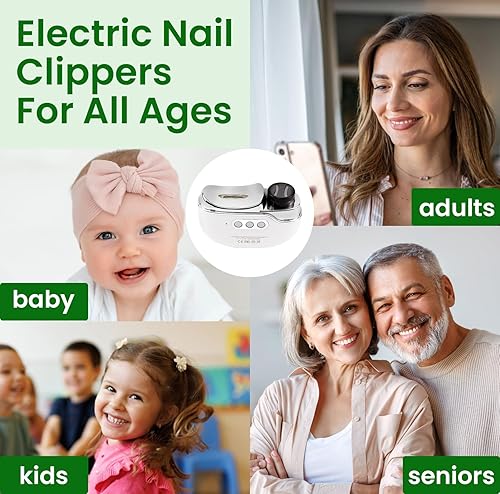 Miniatura 8 de Cortauñas eléctrico 3 en 1 mejorado con colector y luz LED, cortaúñas eléctrico automático para mujeres y hombres, lima de uñas para bebés, niños,