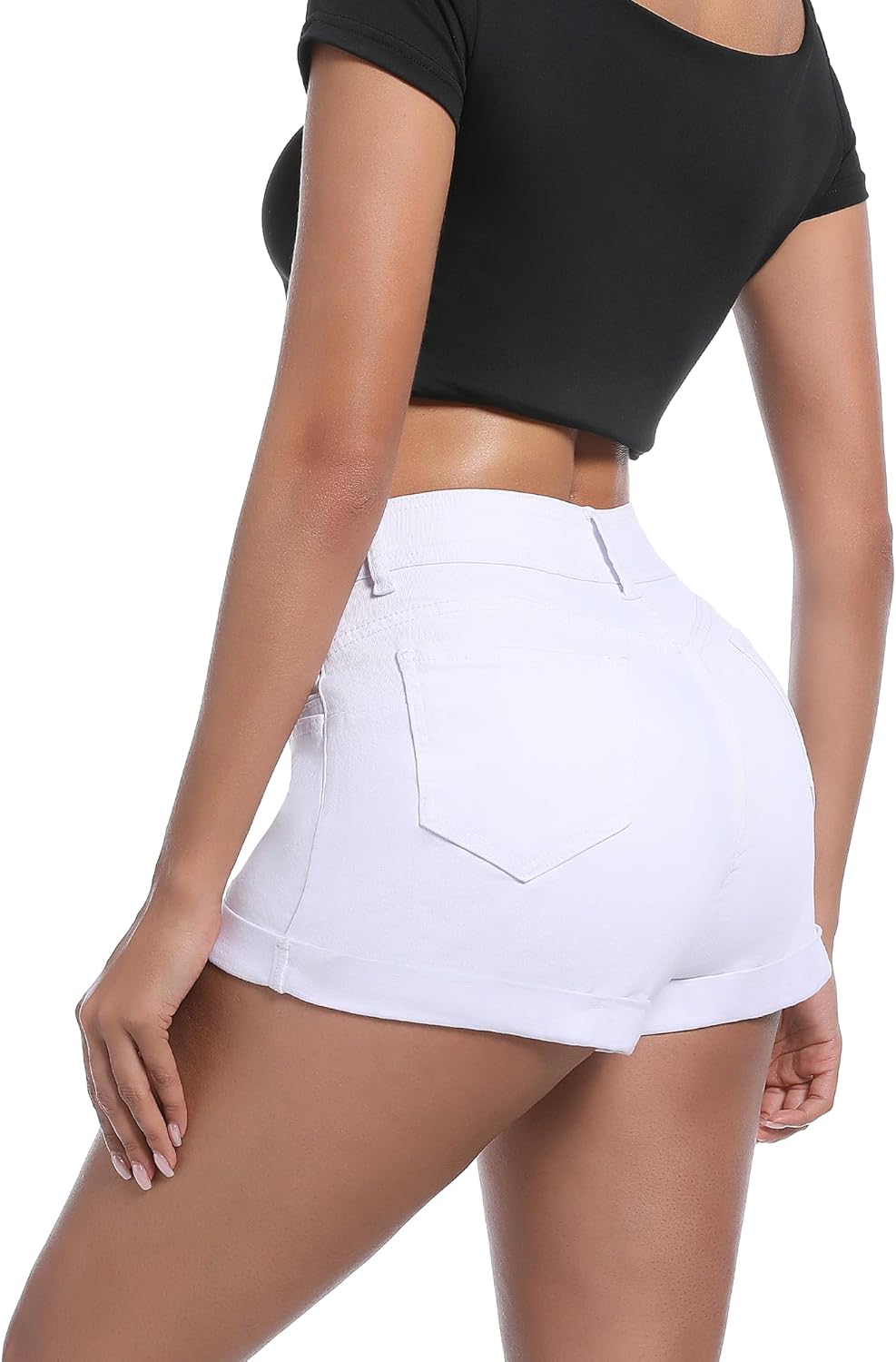 Jean Shorts for Women High Waisted Stretchy Casual Cuffed Denim Shorts - Image 2