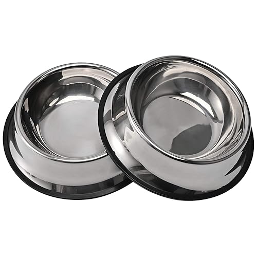 2Packs Stainless Steel Dog Bowl with Anti-Skid Rubber Base for Small/Medium/Large Pet, Perfect Dish, Pets Feeder and Water Choice Puppy Cat Kitten (8oz) - 8oz