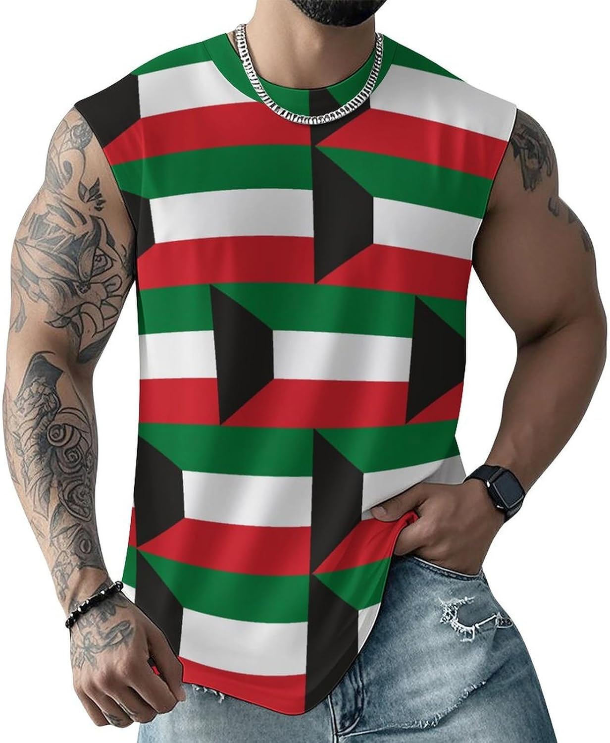 Kuwaiti Flag Men's Sleeveless Shirt Small