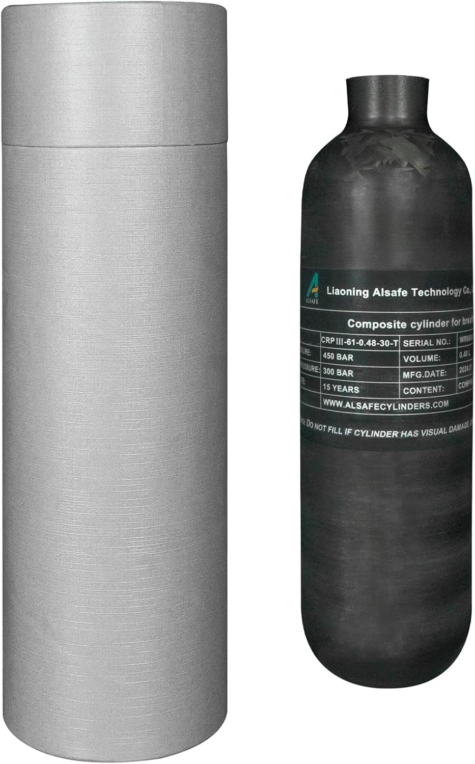 TUXING 4500Psi Carbon Fiber Frosted Air Tank,0.48L/480CC/29Cu in Pcp Air Tank,HPA Composite Cylinder for PCP Airgun Charging System Paintball Fill Station