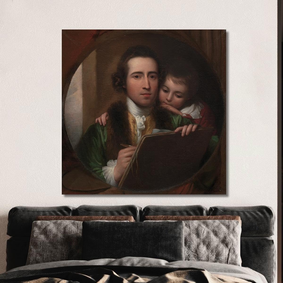 Der Künstler und sein Sohn Raffaello Benjamin West, bwt59 Kunstdruck auf Leinwand, Fine Art, gerahmt, fertig zum Aufhängen, hochwertig, 80 x 80 cm
