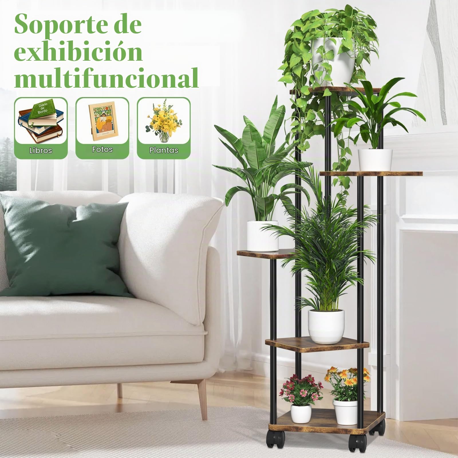 Soporte Plantas Interior De 5 Niveles, Estanteria Plantas