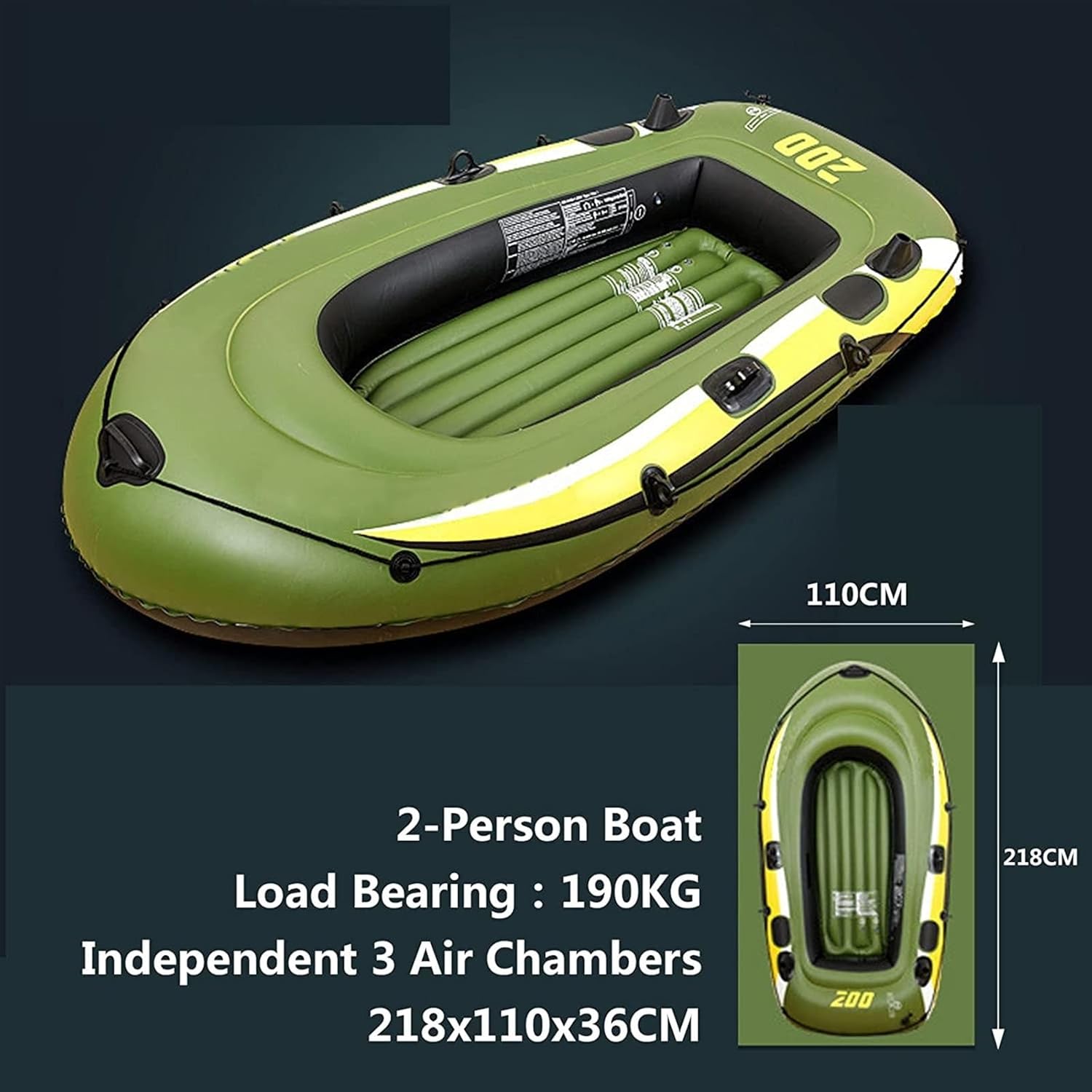 Summenflatable Inflatable Drift Boat for Two Inflatable Inflatable Dinghy, Collapsible Drift Boat,252cm X 125cm X 40cm