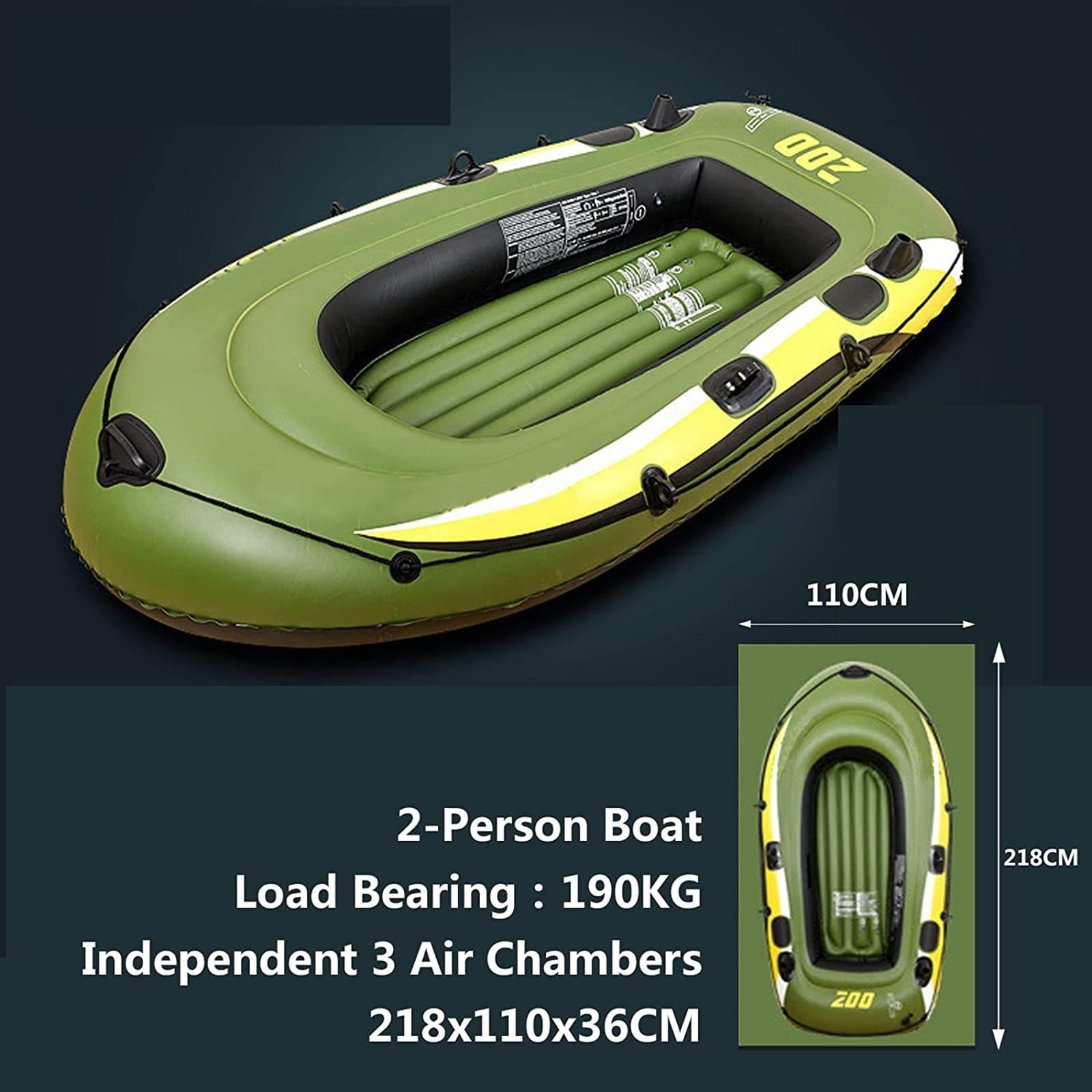 ELzEy Kayak, Kayak Inflable, Bote Inflable Portátil, Bote Inflable Plegable De PVC Grueso con Paleta De Bomba De Aire, 252 Cm X 125 Cm X 40 Cm
