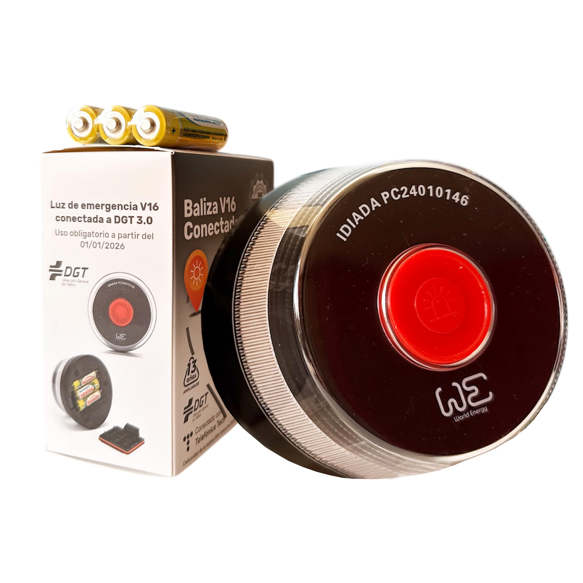 Emergency Light Car DGT 3.0 (Required) Approved Geolocation/Beacon V16 Connected [Data up to 2038] Car GPS Breakdown Light and Magnetic Base