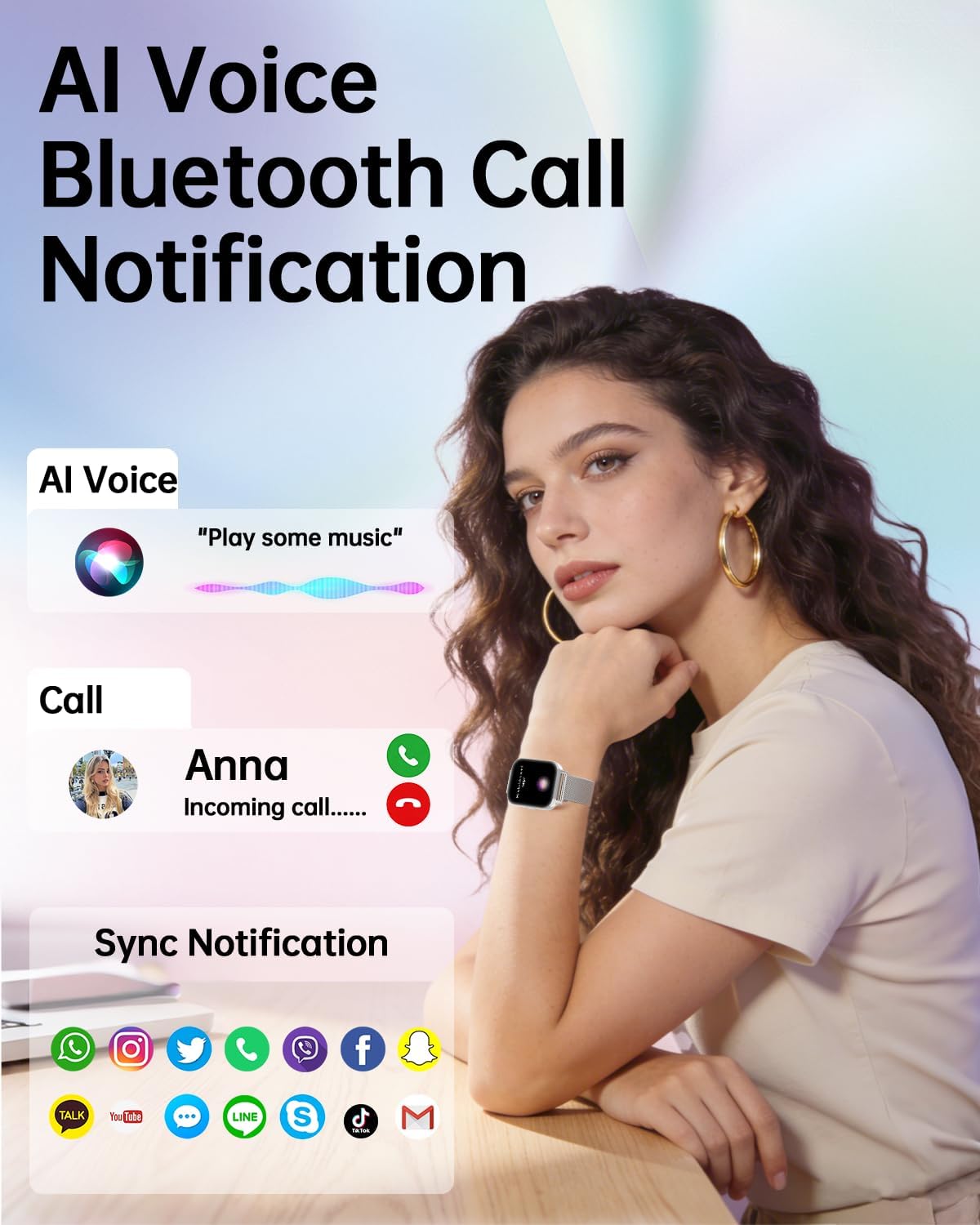 Smart Watches for Women,1000mAh Battery Answer/Make Call,1.85‘’ Fitness Watch with Heart Rate/SpO2/Sleep Monitor/Health Cycle/Activity Tracker/120+ Sport for Android/iOS Compatible(4 Straps,Silver)