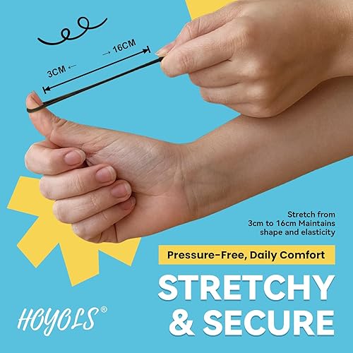 Miniatura 3 de HOYOLS Bandas elásticas transparentes y negras para el cabello, bandas de goma suaves para cola de caballo, mini banda de plástico para mujeres y