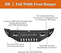 Vista 6 de u-Box 2017 Ram 2500 Parachoques delantero de ancho completo para todo terreno de acero con placa antideslizante y barra de luz LED de 120W
