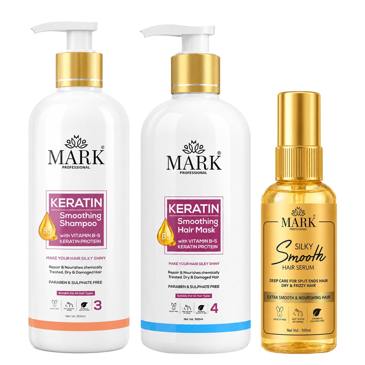 Smoothing Repair Hair Shampoo, Mask & Serum | Keratin & Argan Oil Formula for Frizz Control, Damage Repair & Deep Nourishment | Sulfate-Free, Paraben-Free Hair Care Kit for All Hair Types-image-48