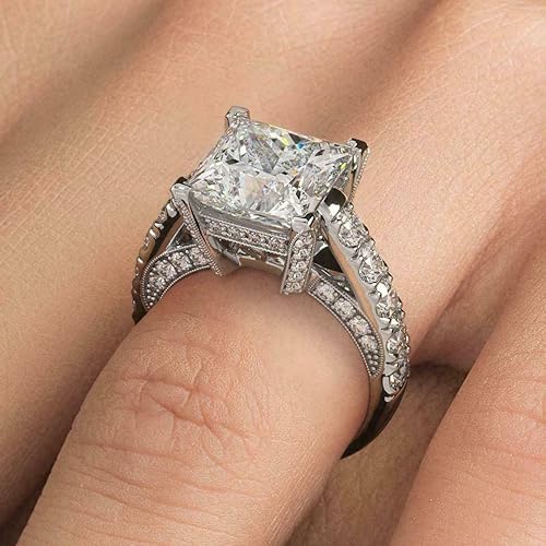 Miniatura 2 de Ssjewel 3 Ct Princess & Round Cut Diamond Solitaire Engagement Ring 925 Sterling Silver Diamond Ring 14k White Gold Finish Bridal Ring Gift For Her