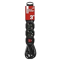 EMOS - Ciabatta elettrica a 4 prese 3 m - con interruttore - 4 prese Schuko ruotate 45°