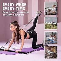 Vista 4 de Pilates bar kit Multiple Fitness bar with Resistance Bands, Ab Rollers.Core Strength Training Equipment. Squat Machine for Men and Women.Portable