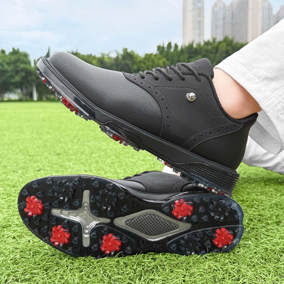 Scarpe Golf Professionali Uomo Leggere Traspiranti | Scarpe da Ginnastica Sportive da Golf, Impermeabili Professionali, Comode per l'allenamento
