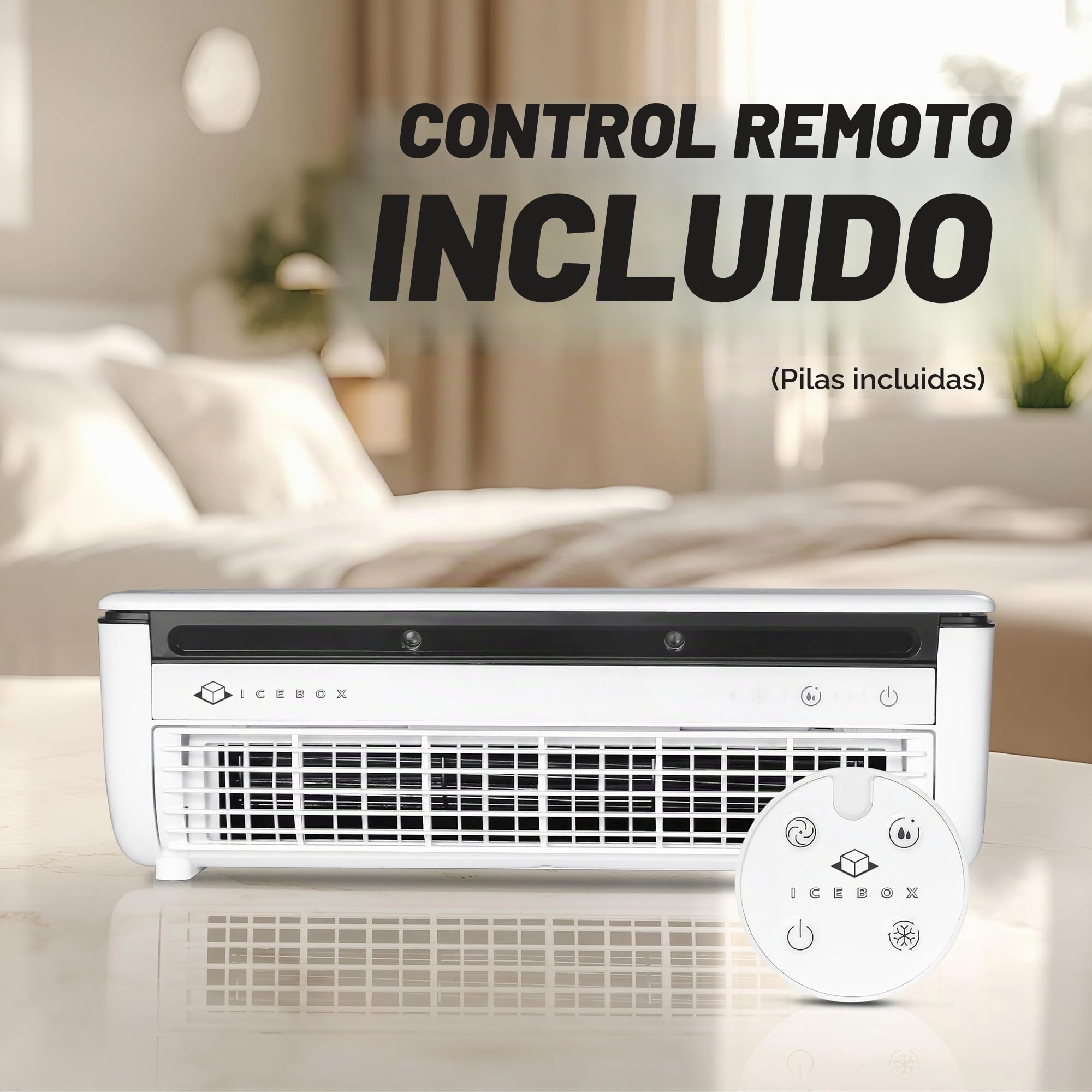 ICEBOX Ventilador de niebla refrigerante, pequeño ventilador portátil con humidificador evaporativo, para escritorio o montaje en pared, 3 velocidades, tanque de 8.8 onzas/260 ml, 8 horas de tiempo de