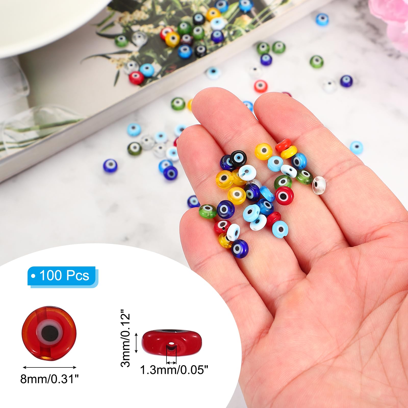 PATIKIL 8mm Flat Evil Eye Beads - Image 2
