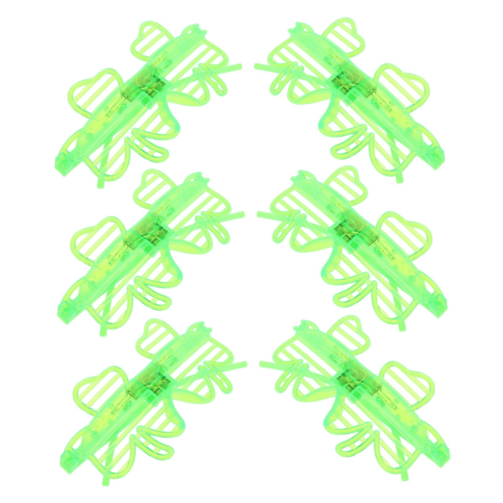OFFSCH Neon Plastic Led Shamrock Glasses 6pcs Patrick's Day Party Favors Flashing Lights Irish Festival Decorations
