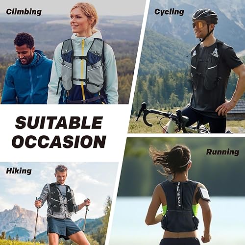 Miniatura 8 de Alpheratz Chaleco de hidratación para correr con vejiga de agua de 16.9 fl oz, correas ajustables ligeras para el pecho, mochila de hidratación para