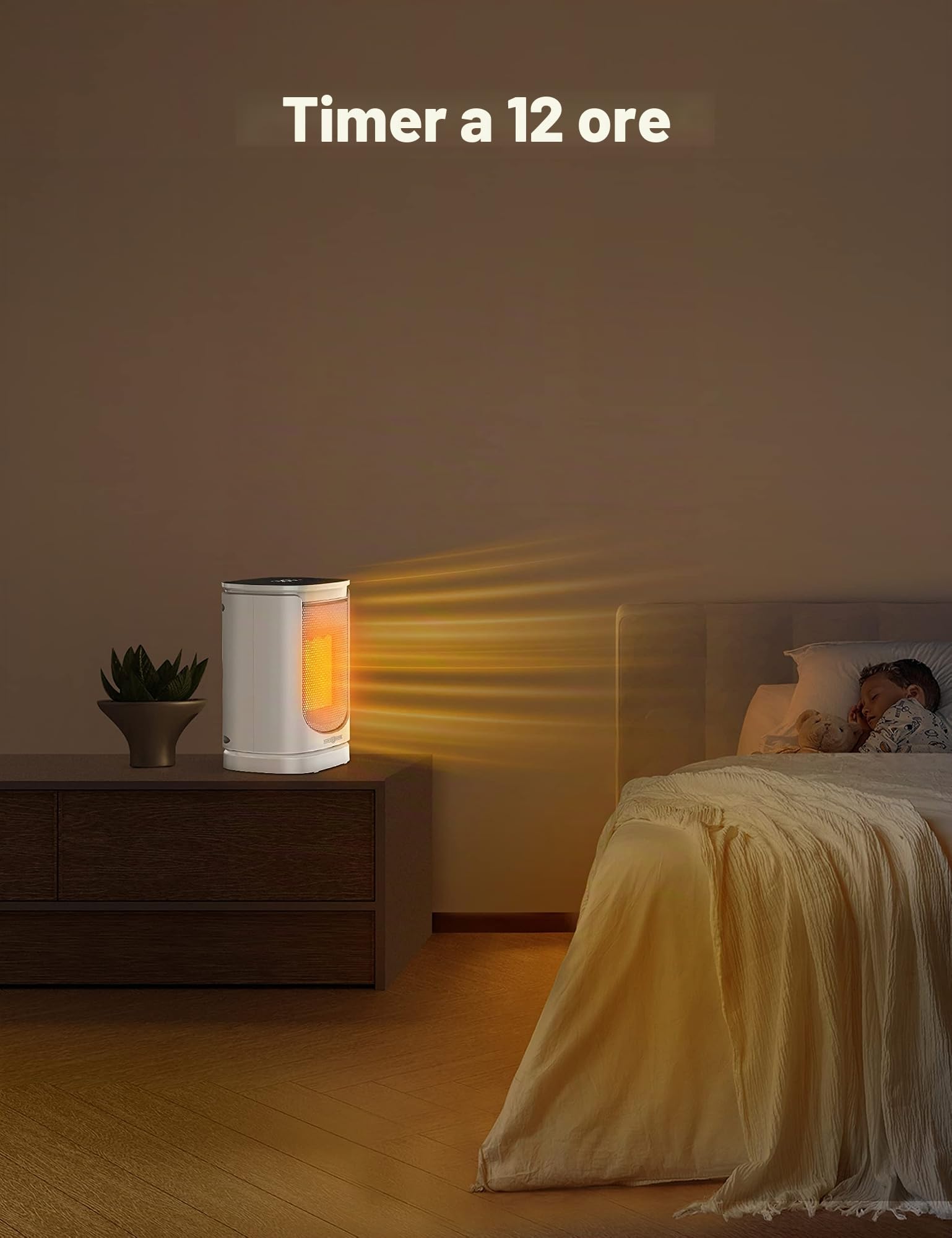 Paris Rhône Termoventilatore a risparmio energetico, 2000 W, con termostato di oscillazione automatica, timer 12 ore, oscillazione di 70°, per bagno, camera da letto, ufficio