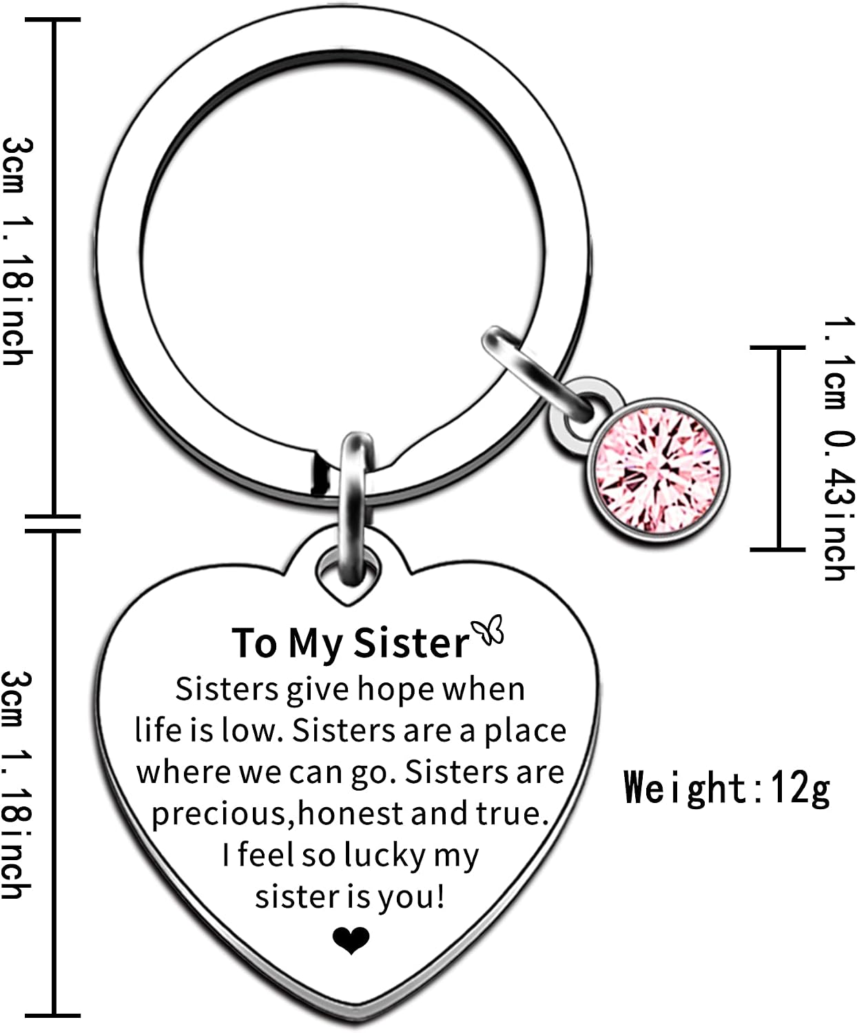 AMZQ Sister Keyring Sister Birthday Christmas Graduation Gifts, Silver - Image 3