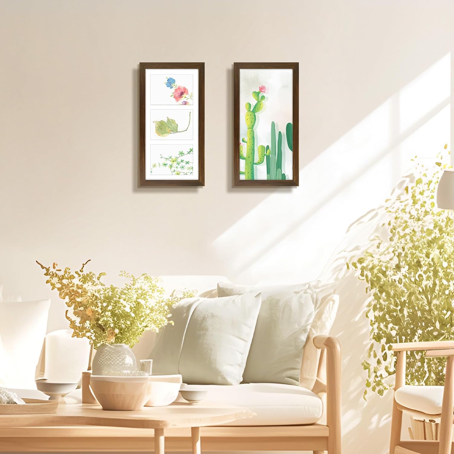 Golden State Art, 7x14 Picture Frame, Brown Solid wood with Tempered Glass, three 4x6 Collage Frame, Multi Picture Frame for Wall Hanging -1 Pack - Image 8