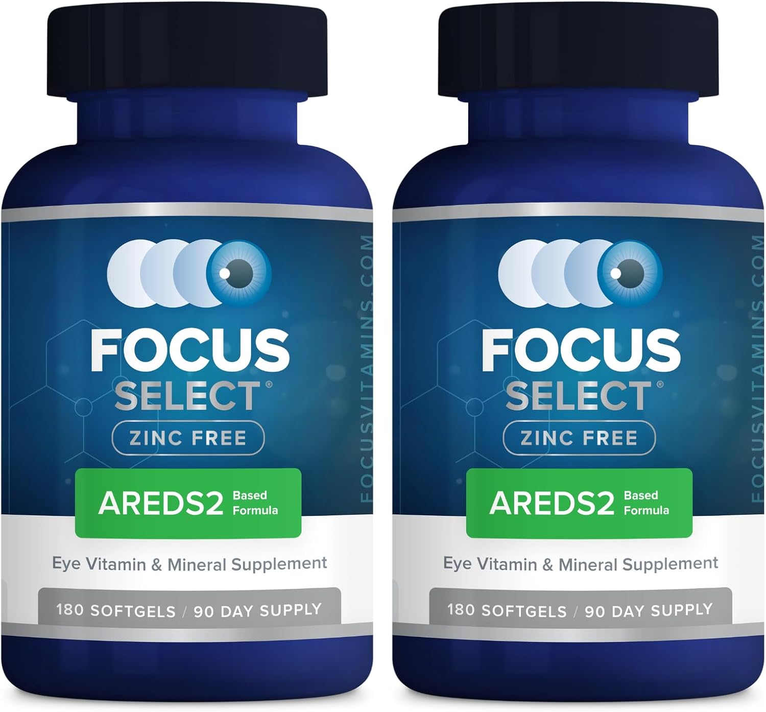 Focus Vitamins | Focus Select Zinc Free Formula | 180 Softgel Capsules | AREDS2 Based Formula | Eye Vitamin & Supplement | Easy to Swallow Pill
