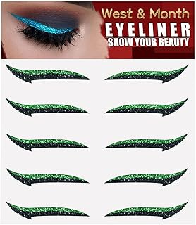 Adesivo Delineador Glitter | Estêncil para Delineador Autoadesivo Instantâneo com Glitter 5 Pares - delineador adesivo, adesivos delineador maquiagem, estêncil delineador Thaely