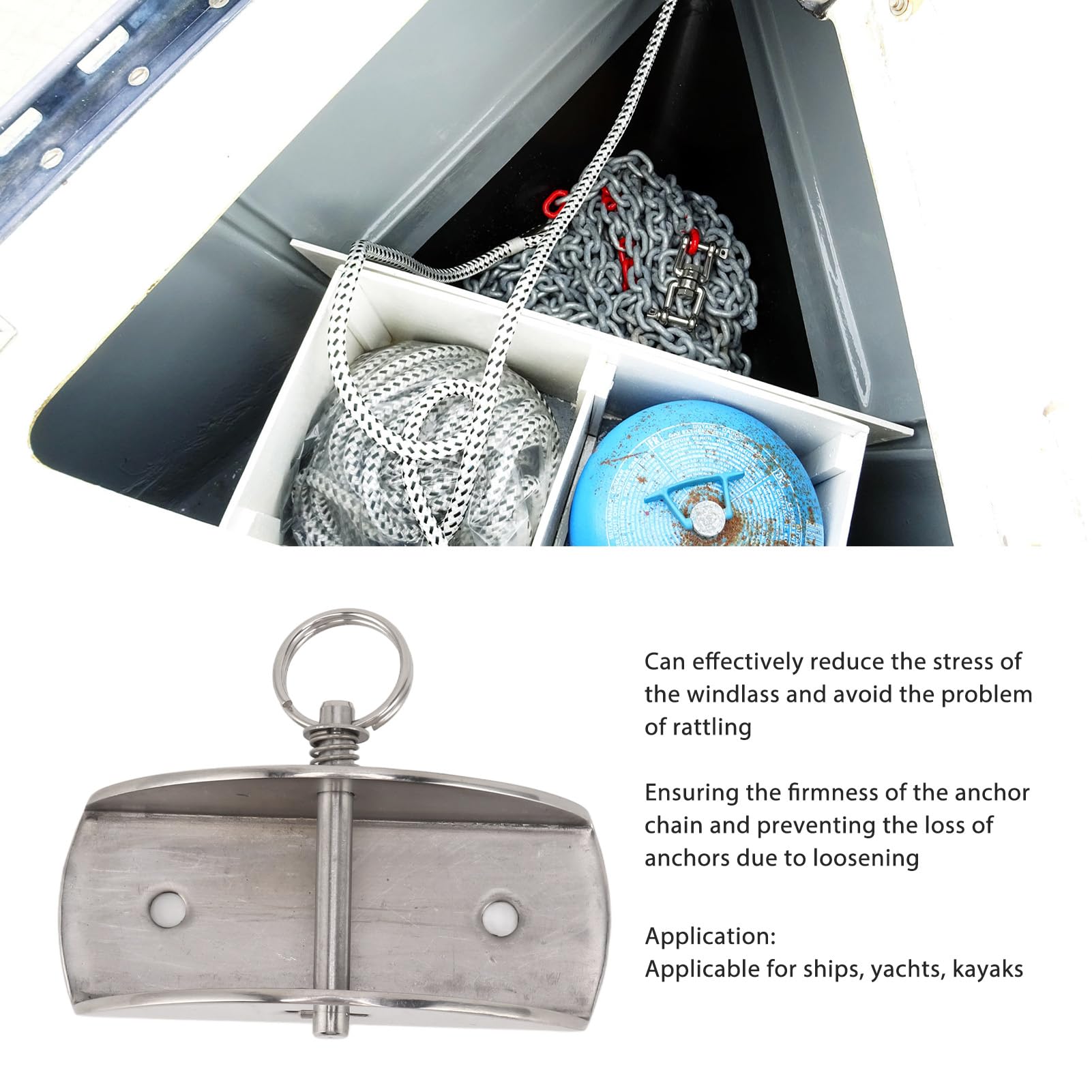 Verrou D'ancre de Bateau, Support de Butée de Verrouillage de Chaîne D'ancre de Bateau, Verrou D'arrêt en Acier Inoxydable 316 pour Bateaux, Yachts, Kayaks