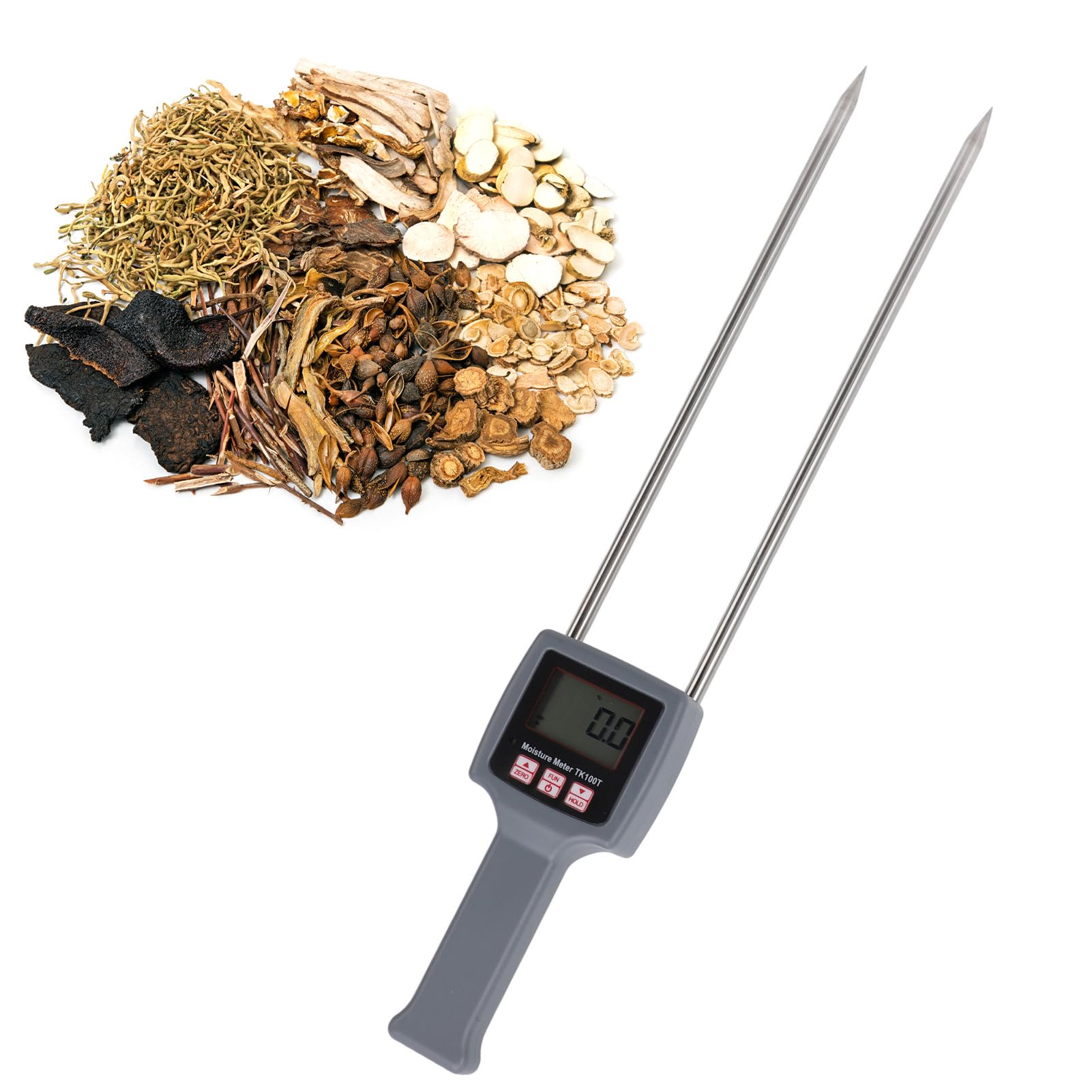 Aramox Medidor de Humedad de Heno Portátil Probador de Humedad de Heno Digital de Acero Inoxidable ABS Rango de 8 a 40 por Ciento LCD Retroiluminado ATC para Usuarios de Pasto Forraje de Paja de