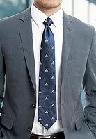 Vista 3 de Pequeño cuadrado y brújula corbata masónica - Azul y Blanco, Multicolorido