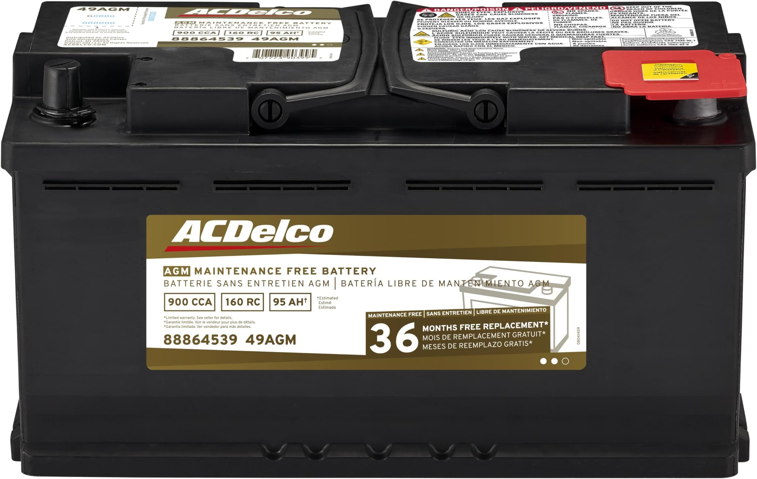 Gold 49AGM (88864539) 36 Month Warranty AGM BCI Group 49 Battery
