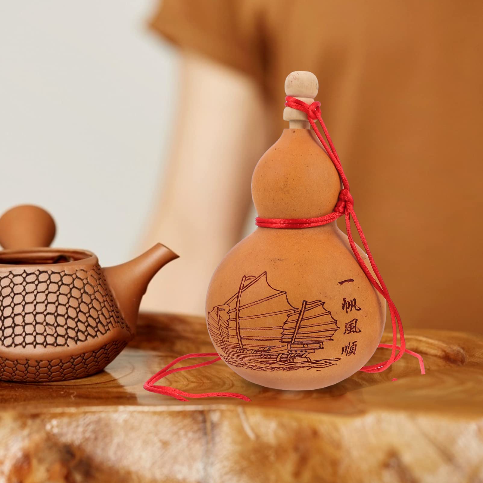 Yardwe Decorazione Zucca Naturale Incisa con Funzione Contenitore Multifunzionale, Resistente e Comoda da Usare, per Uso Domestico e Gite Stili multipli