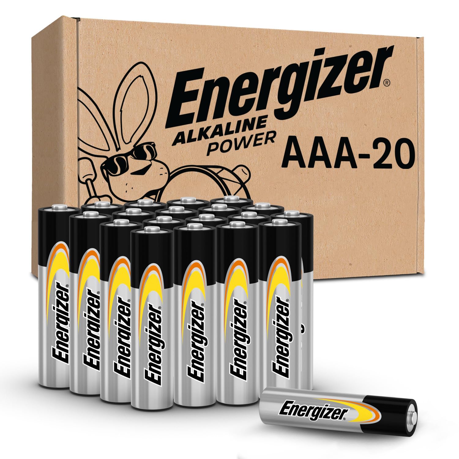 Energizer Alkaline Power AAA Batteries 20 Count Long-Lasting Triple A Batteries Suitable for Everyday Electronics and Emergency Gear