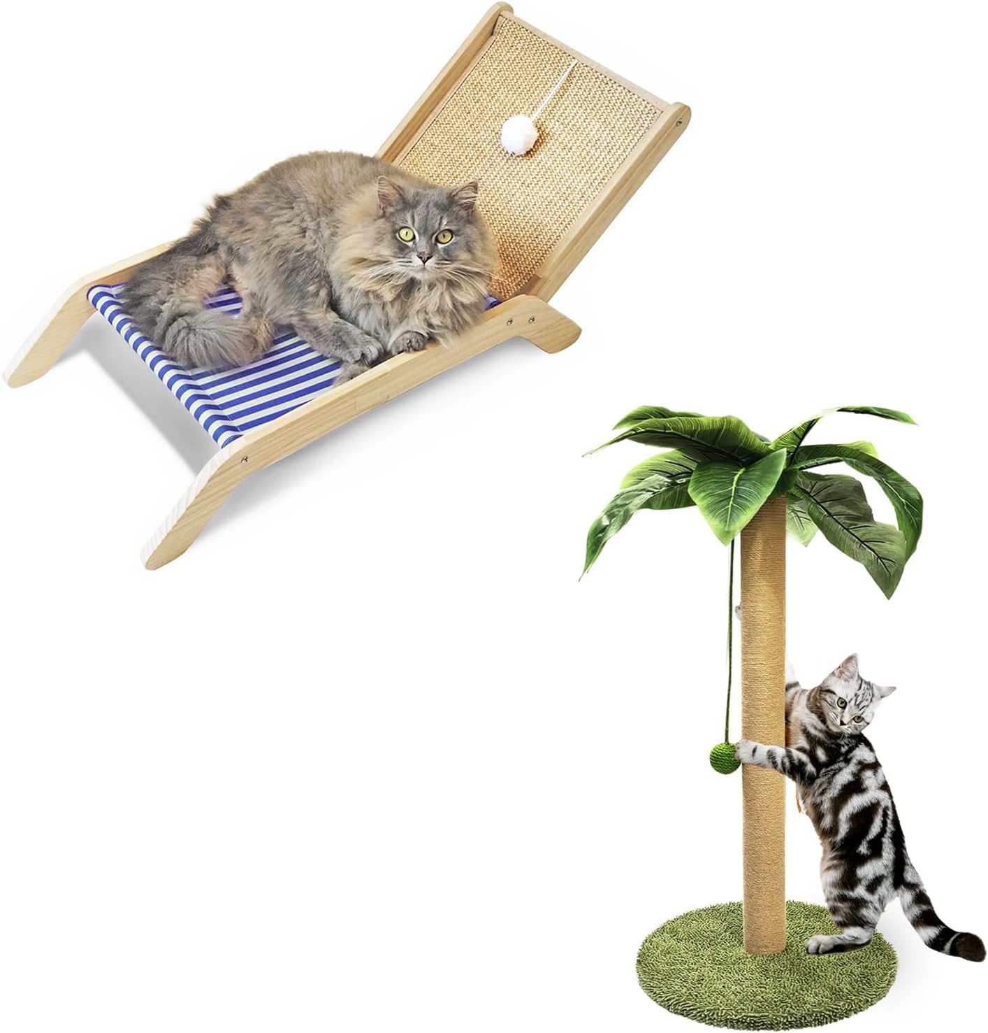 PETKARAY Cat Hammock & Palm Tree Scratching Post