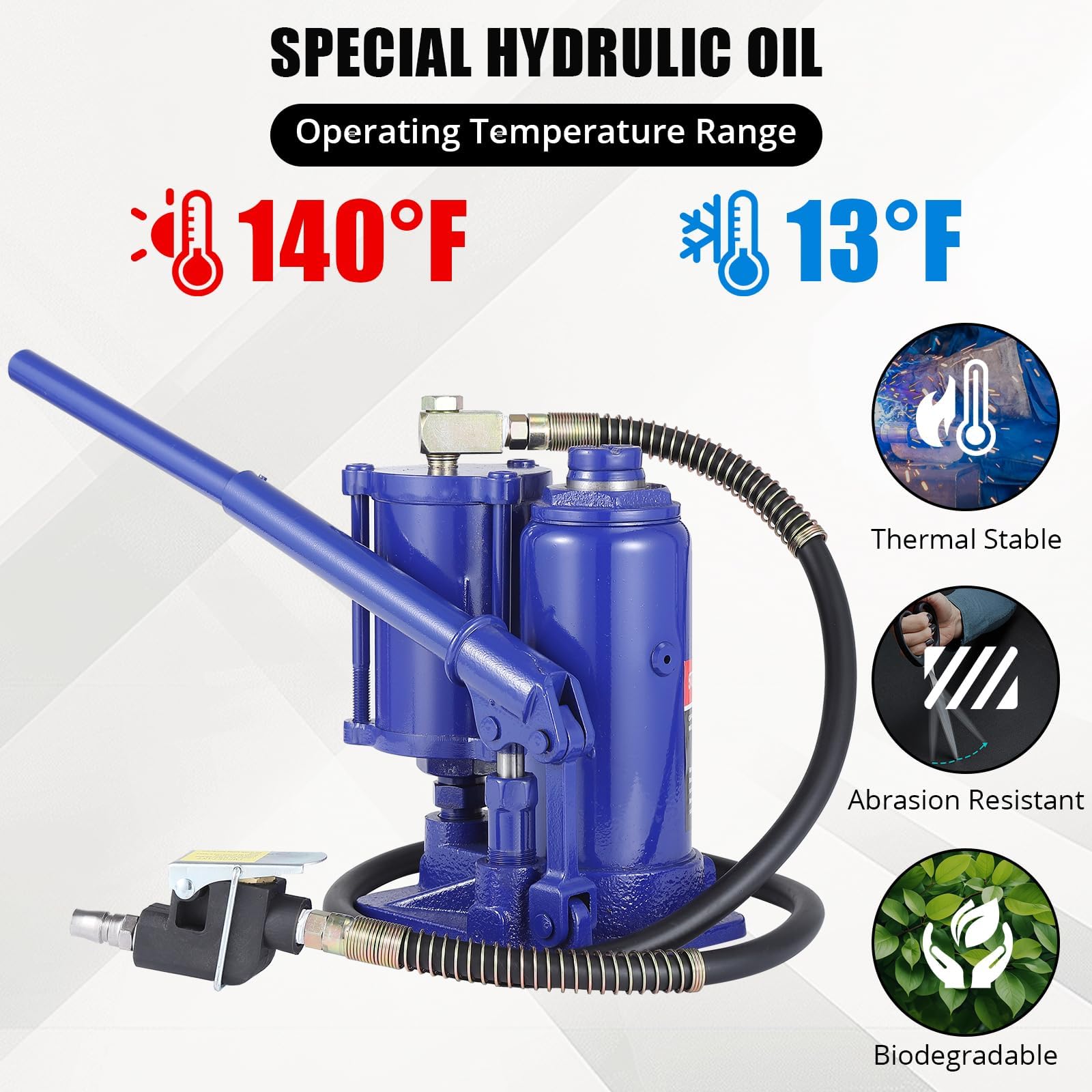 Garvee Gato hidráulico de botella de aire, gato de aire de 12 toneladas con bomba manual manual, herramienta de elevación neumática resistente de 21 a 39 cm de altura para mantenimiento de vehículos