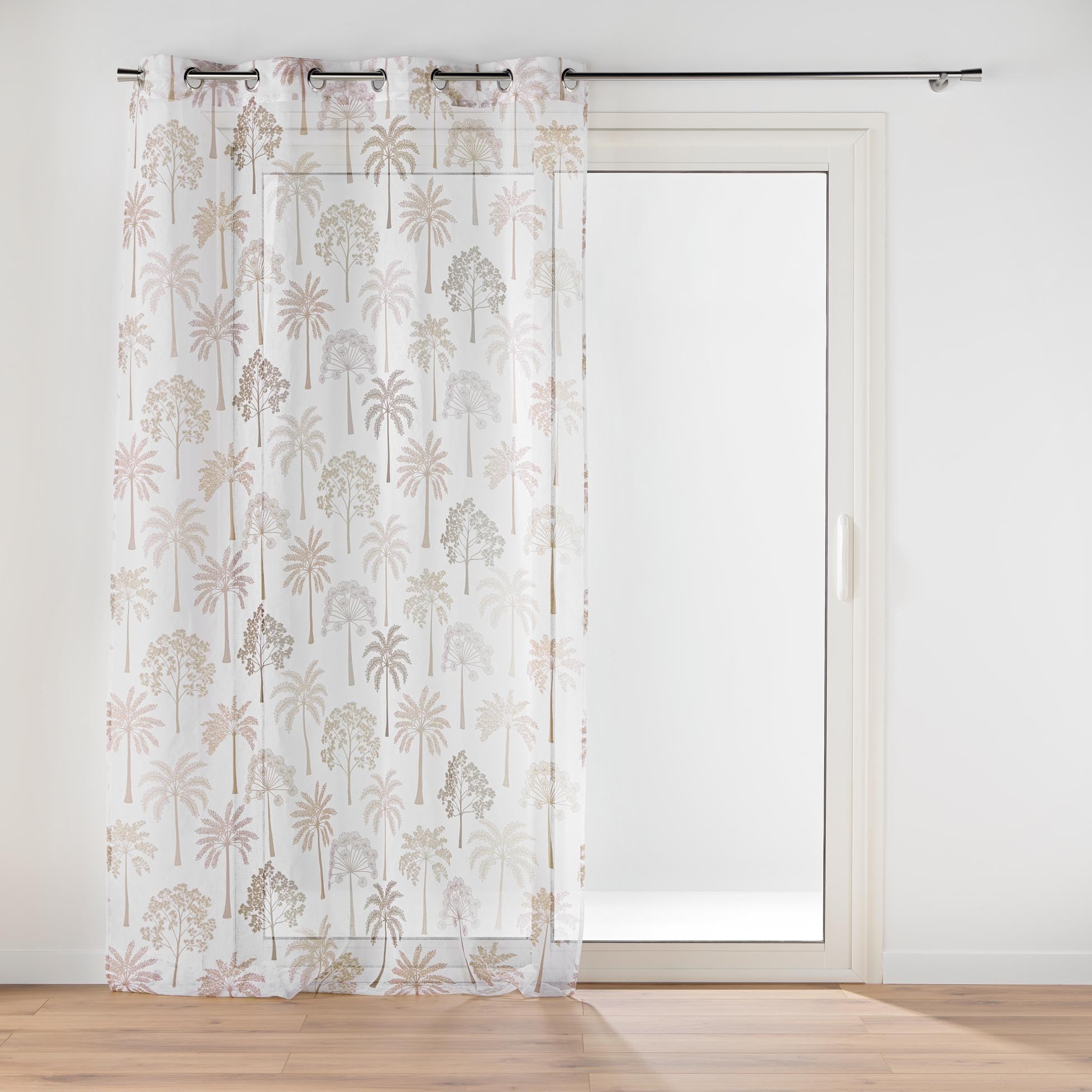 Douceur d'Intérieur, Palmea Natural Sandblasted Printed Eyelet Curtain 140 x 280 cm