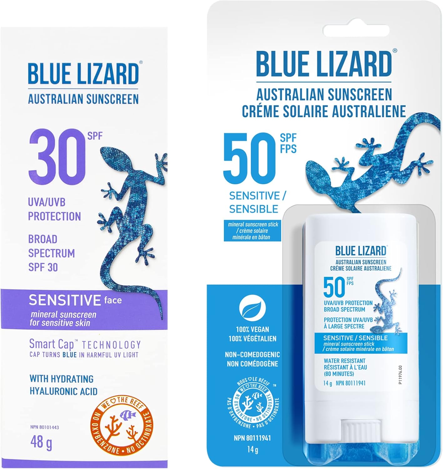 BLUE LIZARD Sensitive Skin Sunscreen Combo Pack For Face SPF30 Mineral Blue lizard sensitive skin sunscreen combo pack for face spf30 mineral