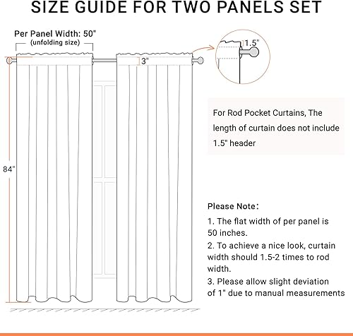 Miniatura 8 de 100% Blackout Shield Juego de 2 paneles de cortinas opacas de lino de 96 pulgadas de largo, cortinas opacas para dormitorio, aislamiento térmico y