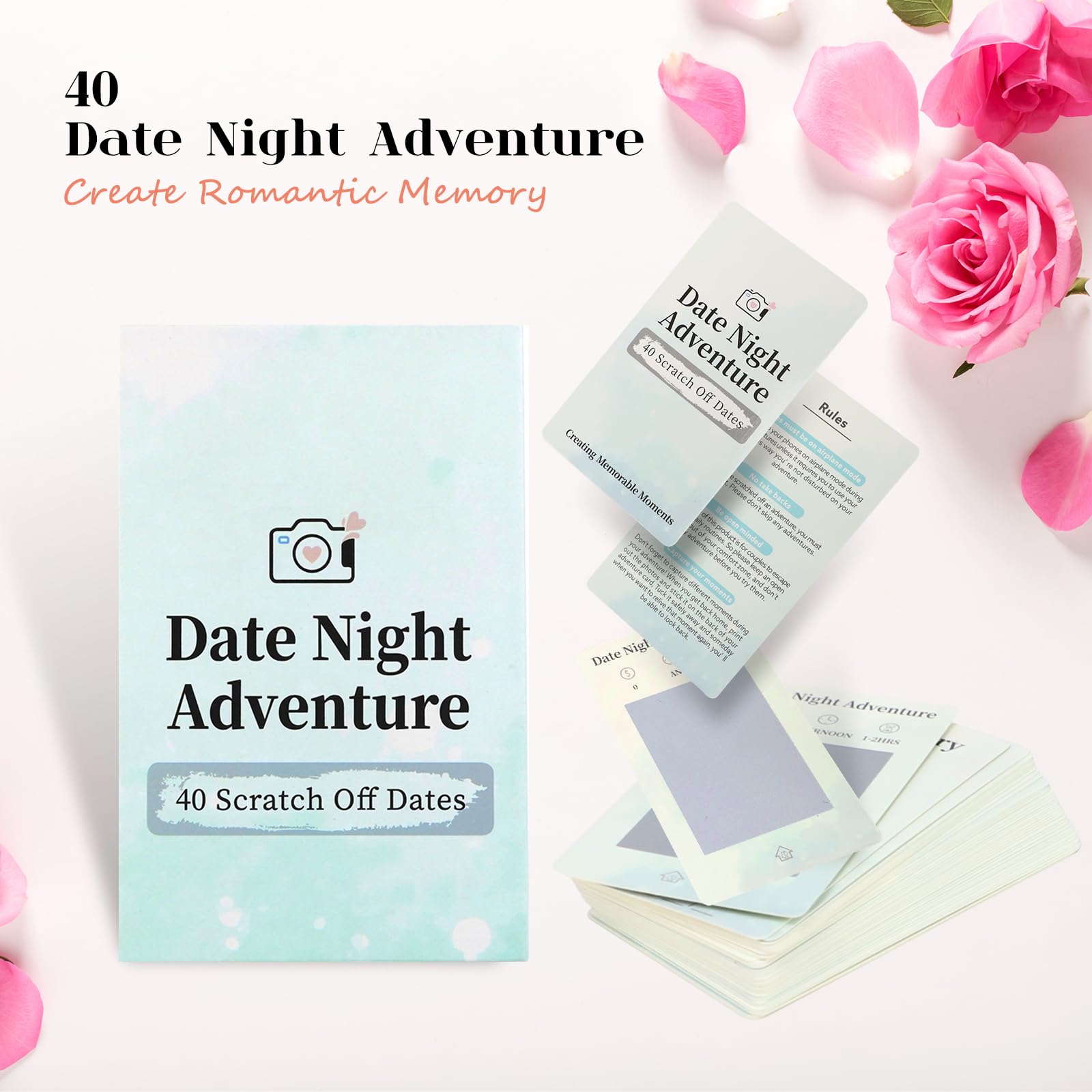 40 Creative Date Night Card Games for Couples, Unique Date Deck Scratch Off Cards - Image 3