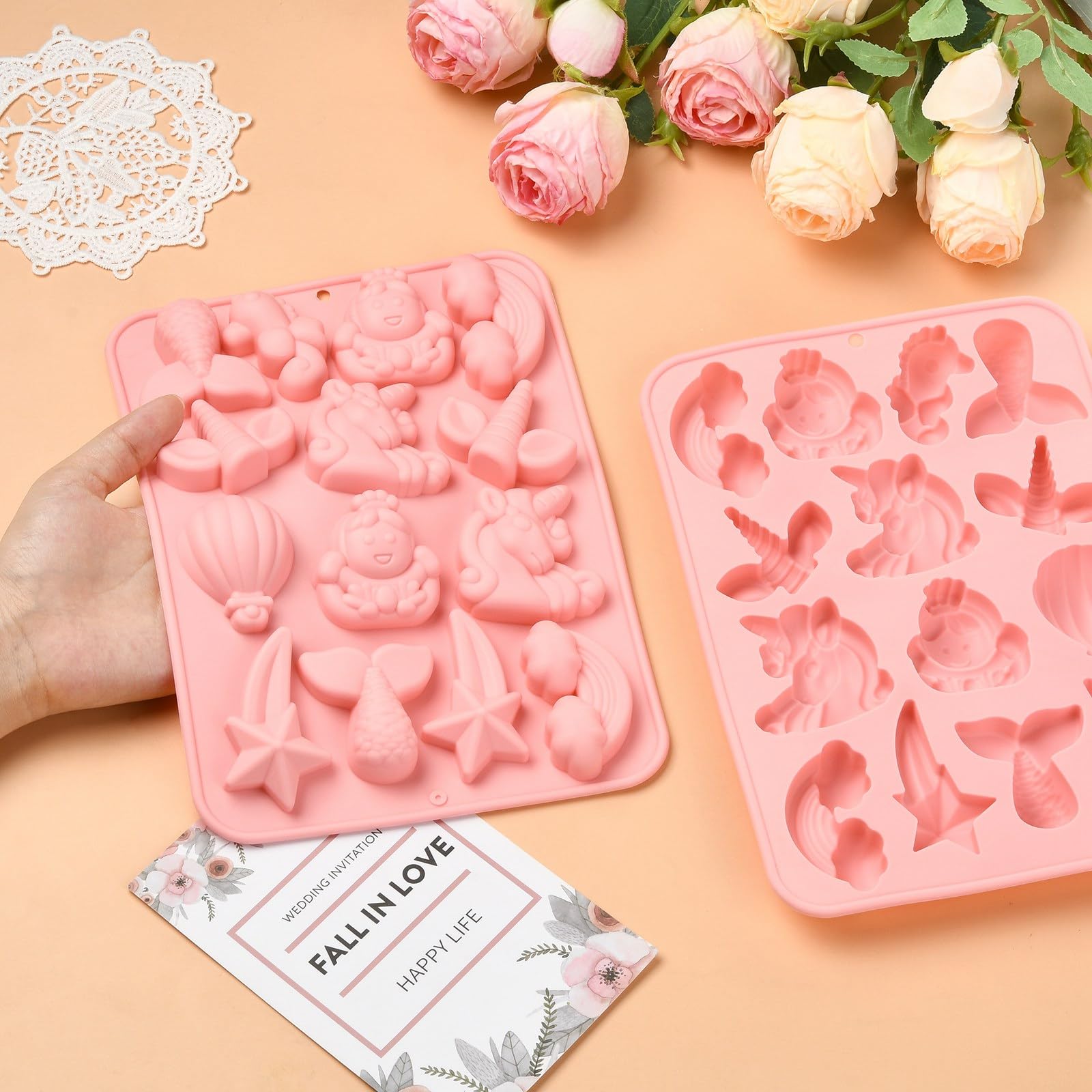 UR URLIFEHALL 2 Pcs Unicorn Silicone Moulds Fairy Tale Animal Rainbow Chocolate Moulds for Cake Candy Cupcake Soap Cookie Ice Cube Crafts - Image 4