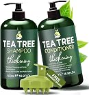 Tea Tree Shampoo & Conditioner Set | Thinning Hair Loss Treatments for Men and Women | Soothes Itchy Scalp & Dandruff | Boosts Hair Growth & Reduces Hair Loss | Sulfate & Paraben Free